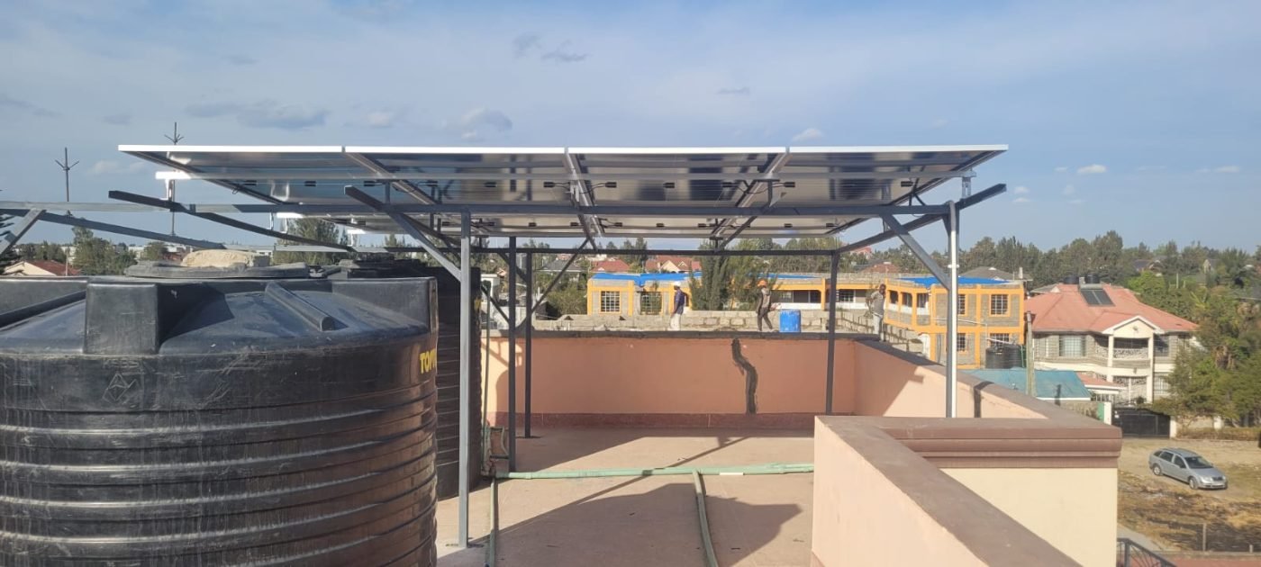 Rooftop solar array on a steel frame